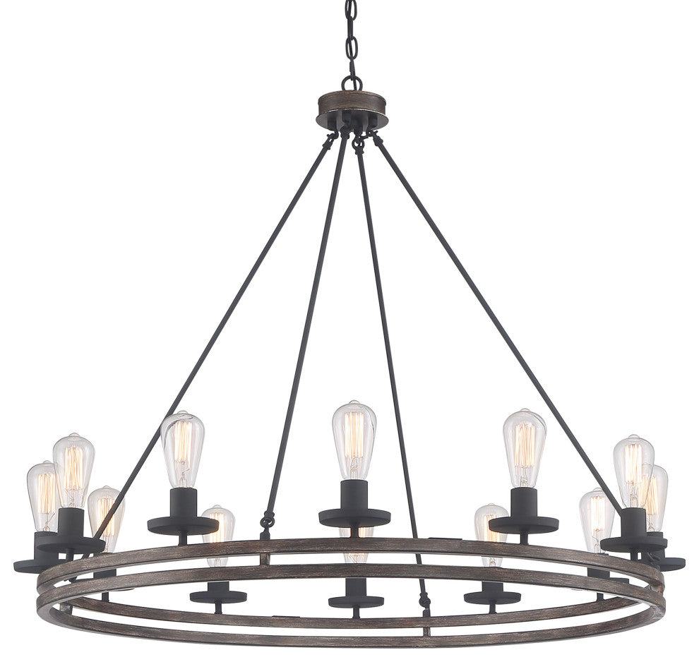 12-Light Candle Style Wagon Wheel Chandelier