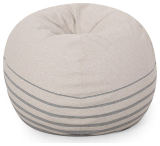 Sasser Hudgeons Boho 5 Foot Striped Bean Bag, Natural + Gray Stripes, 54 W X 54