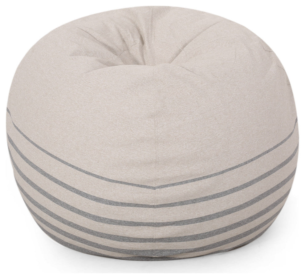 Sasser Hudgeons Boho 5 Foot Striped Bean Bag, Natural + Gray Stripes, 54 W X 54