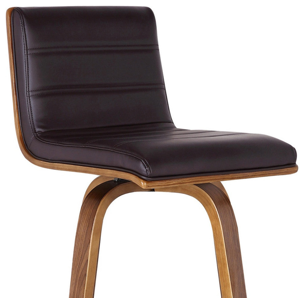 30" Brown Solid Wood Swivel Low Back Bar Height Bar Chair