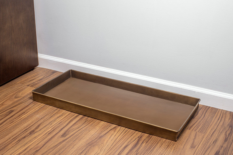 Classic Boot Tray for Boots, Shoes, Plants, Pet Bowls and More, Brass Finish