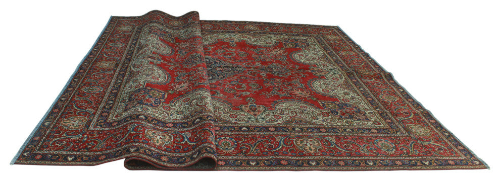 Fine Vintage Distressed Farangis Red Rug