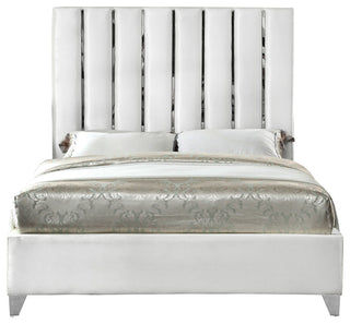 Enzo Velvet Bed, White, Full