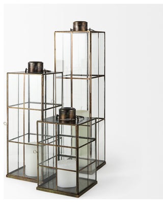 Grimwig, Small, 8Lx8Wx15H Gold Glass Lantern