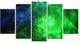 Green Rotating Polyhedron, Contemporary Canvas Art Print, 60"x32", 5 Panels