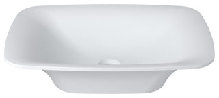 Polystone Rectangular Vessel Bathroom Sink, Matte White, No Faucet