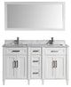 Vanity Set With Carrara Marble Top, 60", White, Led Touch-Switch Mirror