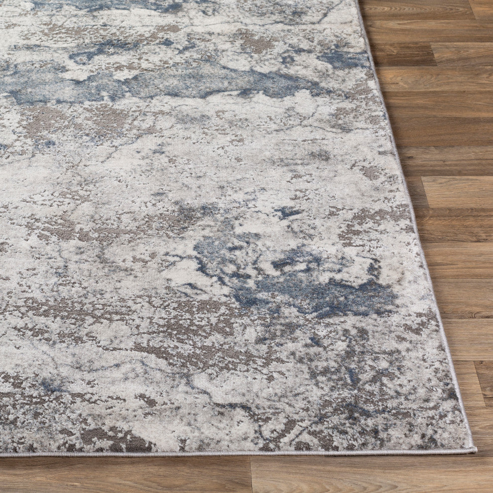 Surya Tibetan TBT-2318 9'x12'4" Rug, Navy/Denim/Light Gray/White