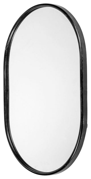 Sylvia Black Metal Frame Oval Mirror, 36" x 24"