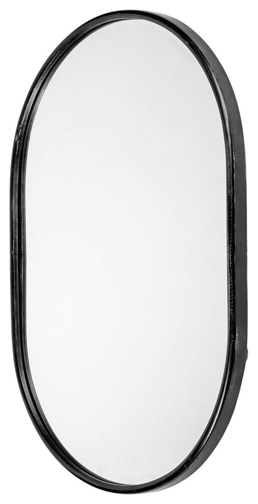 Sylvia Black Metal Frame Oval Mirror, 36" x 24"