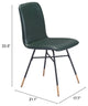 Dining Chair, Set of 2, Steel Metal, Fabric, Green, Black, Gold, Mid Century
