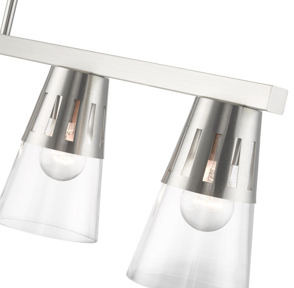 5 Light Brushed Nickel Large Linear Chandelier