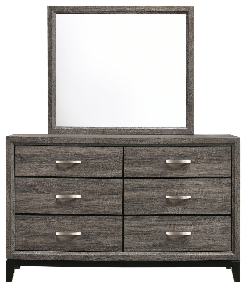Watson 6-drawer Dresser With Mirror Grey Oak