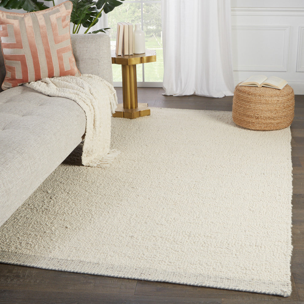 Jaipur Living Alondra Handmade Solid Cream Rug, 9'x12'