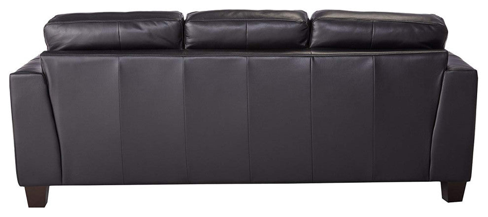 Benzara BM69641 Deluxe Leather Three Seat Sofa, Black