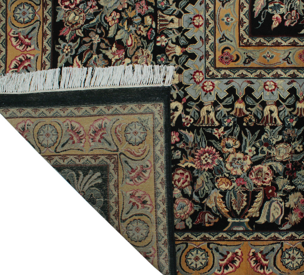 Pak-Persian Zarqa Black Rug, 8''11x12''10