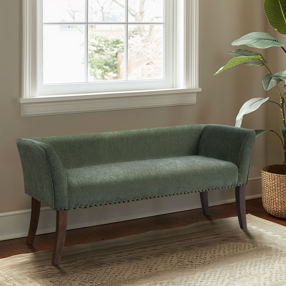 Madison Park Flared Low Arm Low Back Accent Bench Chair, Green