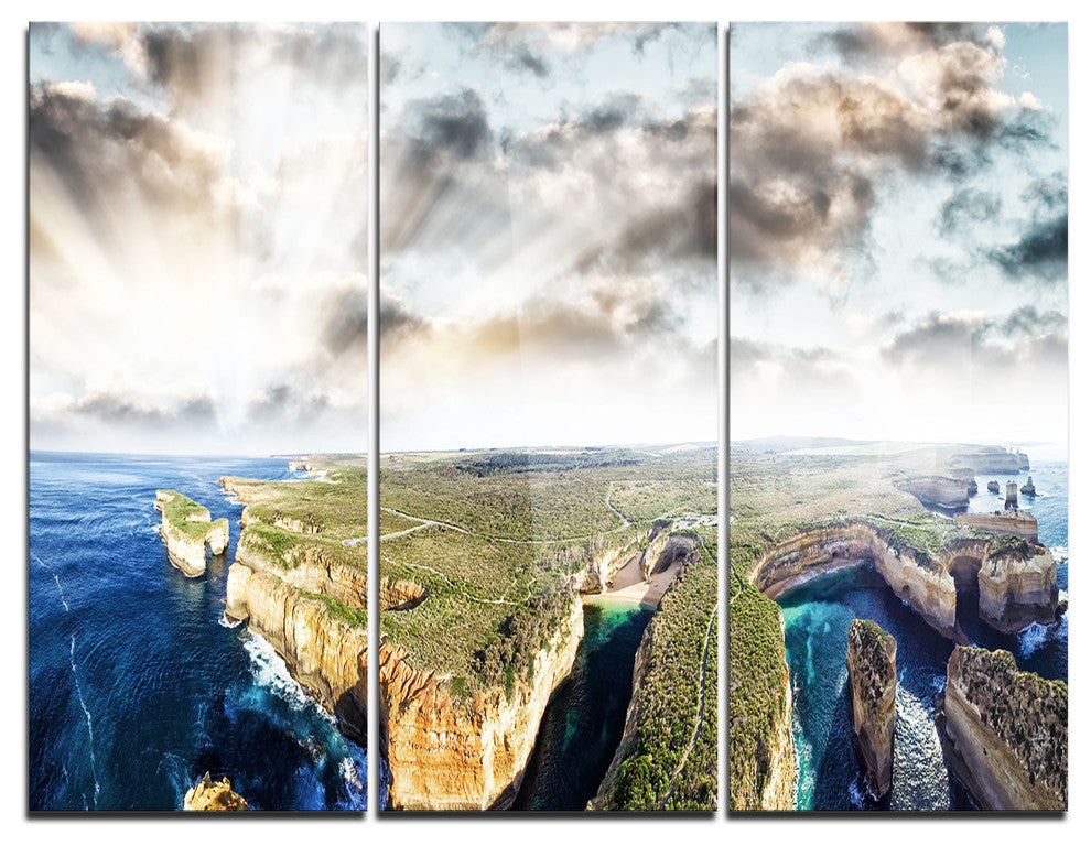 "Twelve Apostles Sunset" Photography Metal Wall Art, 3 Panels, 36"x28"