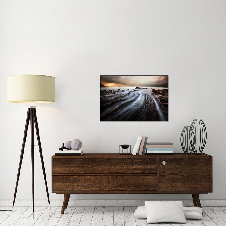 "Sculpted by the sea" Framed Canvas Giclee by Cuomo Massimo, 37x25"