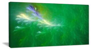 Green Fractal Thunder Sky, Oversized Abstract Canvas Art Print, 60x28