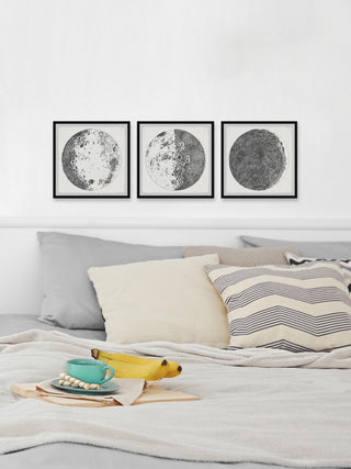 Magnificent Moon Triptych, Set of 3, 18x18 Panels