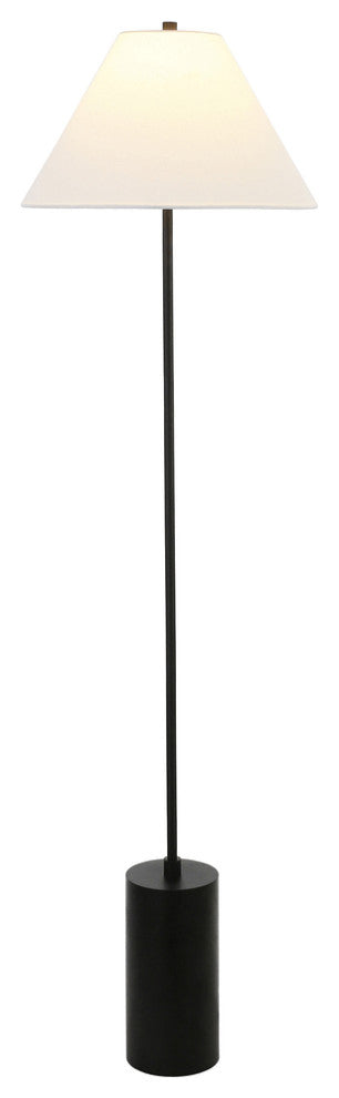 64" Black Traditional Shaped Floor Lamp With White Frosted Glass Empire Shade