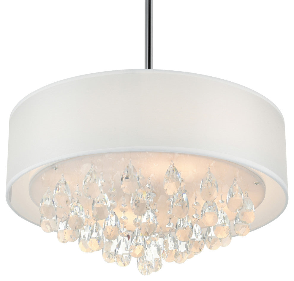 Dash Drum Shade Chandelier, White, 18 Inches