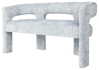 Gwen Modern Luxury Jacquard Fabric Upholstered Sculpture Bench - Blue