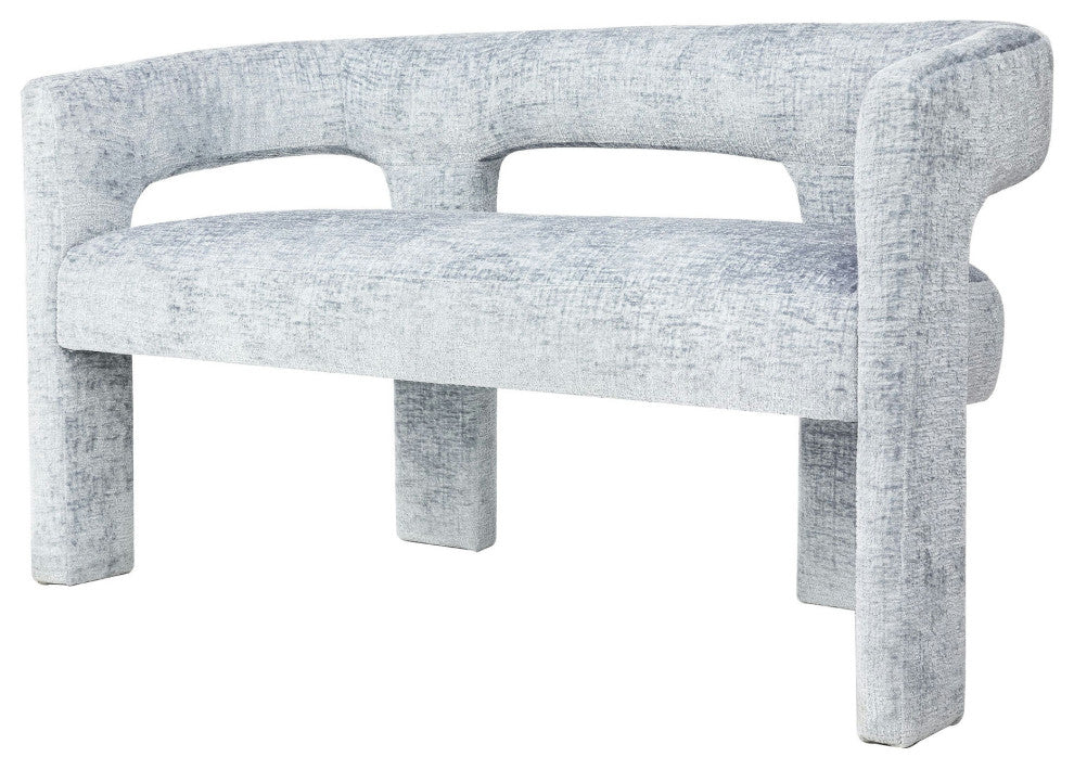 Gwen Modern Luxury Jacquard Fabric Upholstered Sculpture Bench - Blue