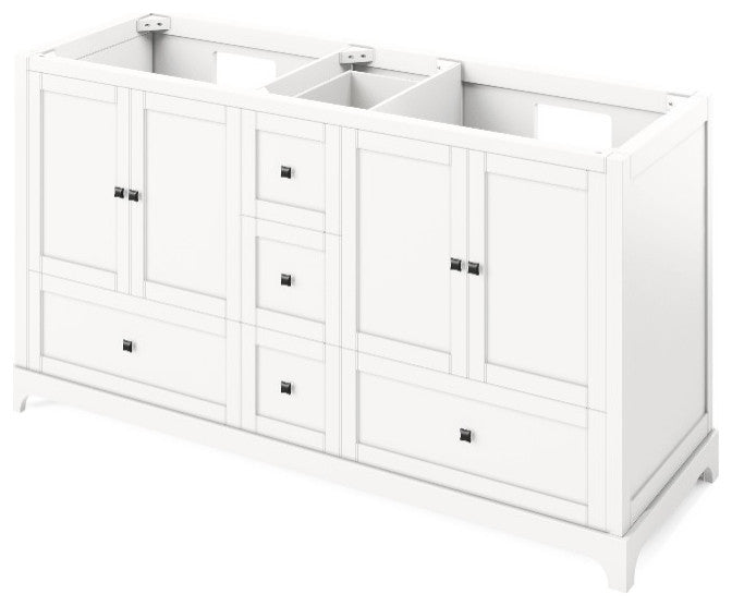 Addington Modern 60" White Double Sink Vanity, Boulder Cultured Marble Vanity To