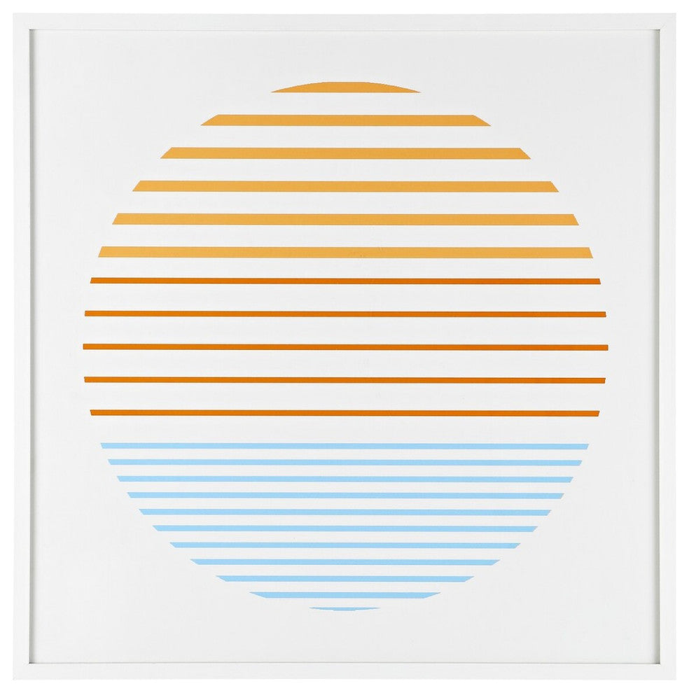 Safavieh Linear Horizon, 24 X 24 Inch, Orange/Ivory, Framed Wall Art