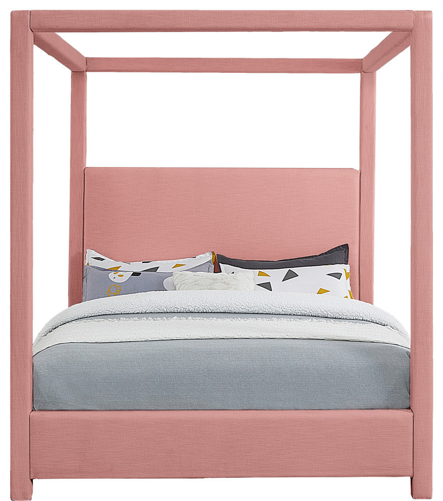 Emerson Upholstered Bed, Pink, King, Linen Textured Fabric