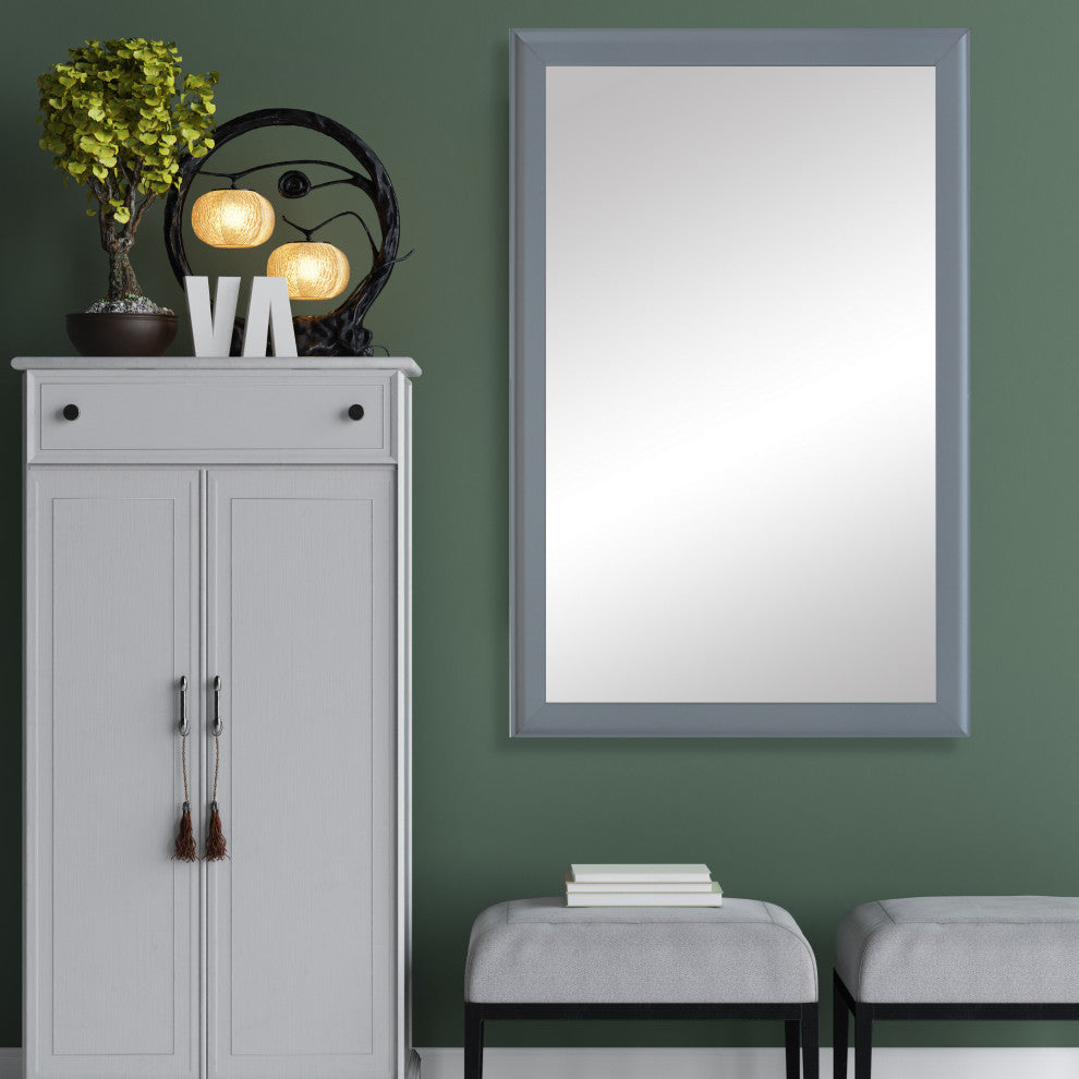 Morgan Framed Wall Mirror, Light Grey, 20"x36"