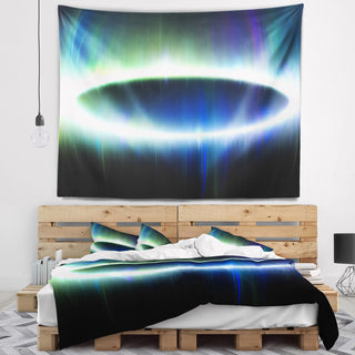 Large Blue Oval Fractal Light Abstract Wall Tapestry, 60"x50"