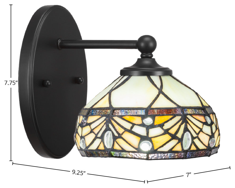 Capri 1-Light Wall Sconce, Matte Black/Royal Merlot Art