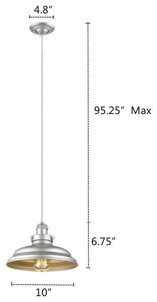 Samuel 1-Light Silver Painted Ceiling Mini Pendant 10"