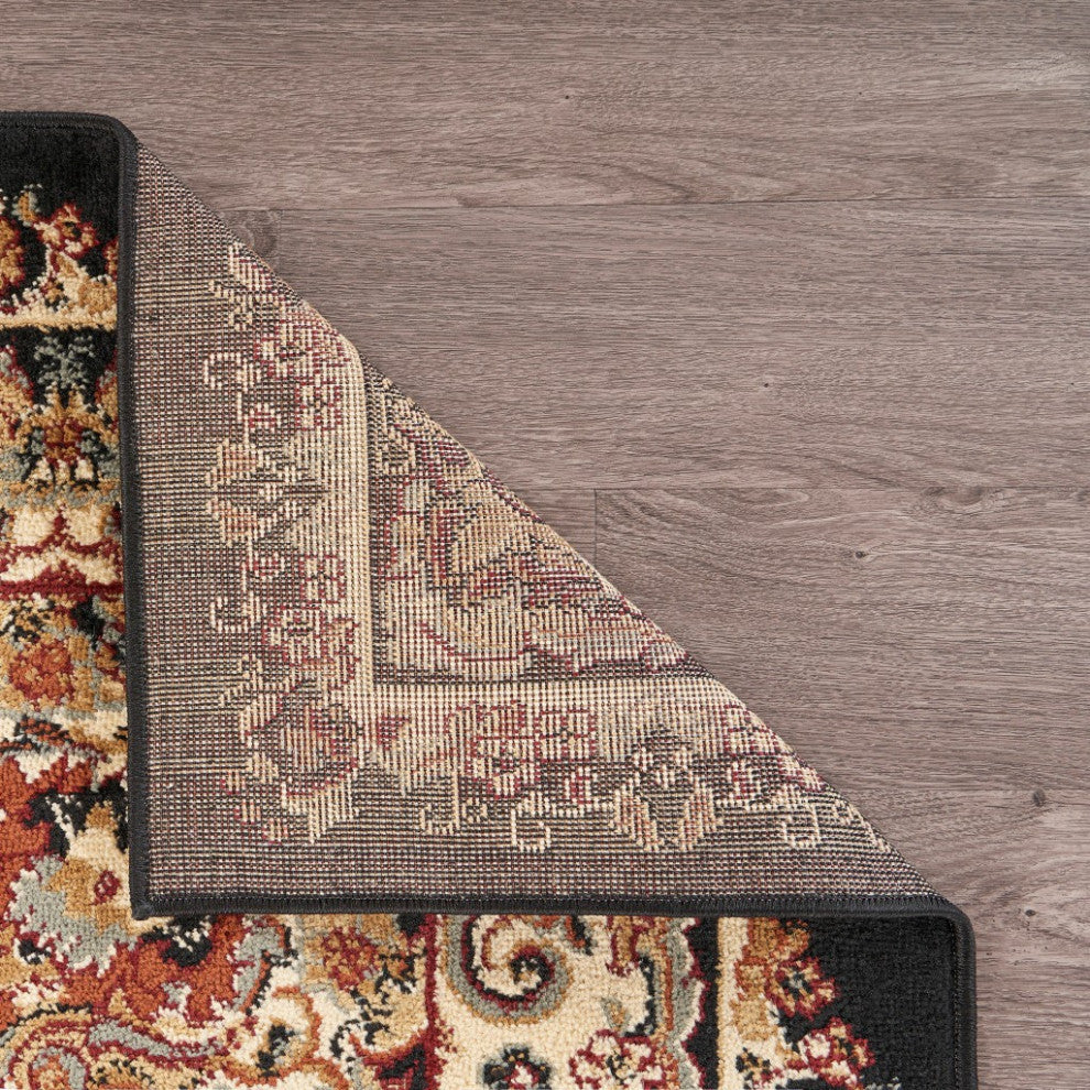 7" x 9" Black Royal Medallion Area Rug