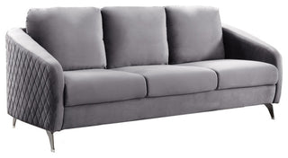 Sofia Velvet Modern Chic Sofa Couch, Gray