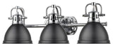 Duncan 3 Light Bath Vanity, Chrome With A Matte Black Shade