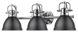 Duncan 3 Light Bath Vanity, Chrome With A Matte Black Shade
