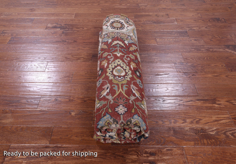 7' 8" X 9' 10" Hand-Knotted Persian Fine Serapi Wool Rug - Q14691
