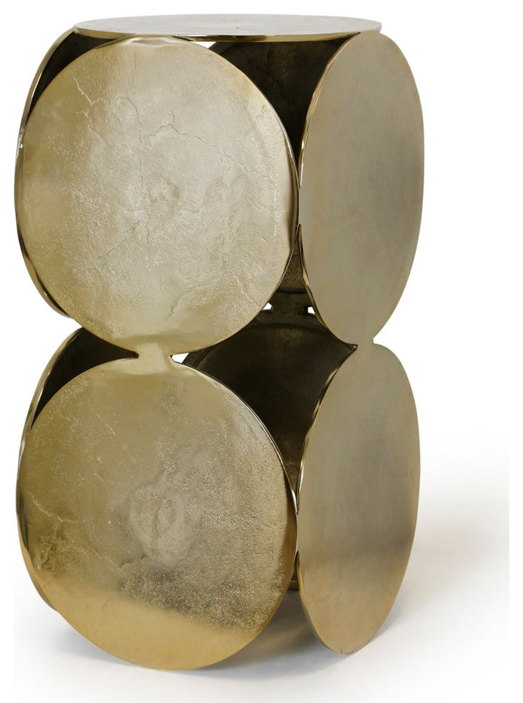 Champagne Aluminum Disk Sculpted Chair Side Table