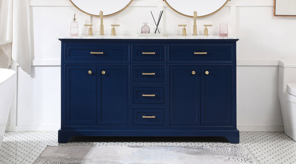 Amber 60" Double Bathroom Vanity, Blue