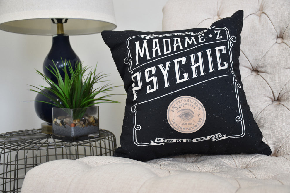The Psychic Eye 20" Cream Halloween Print Decorative Throw Pillow