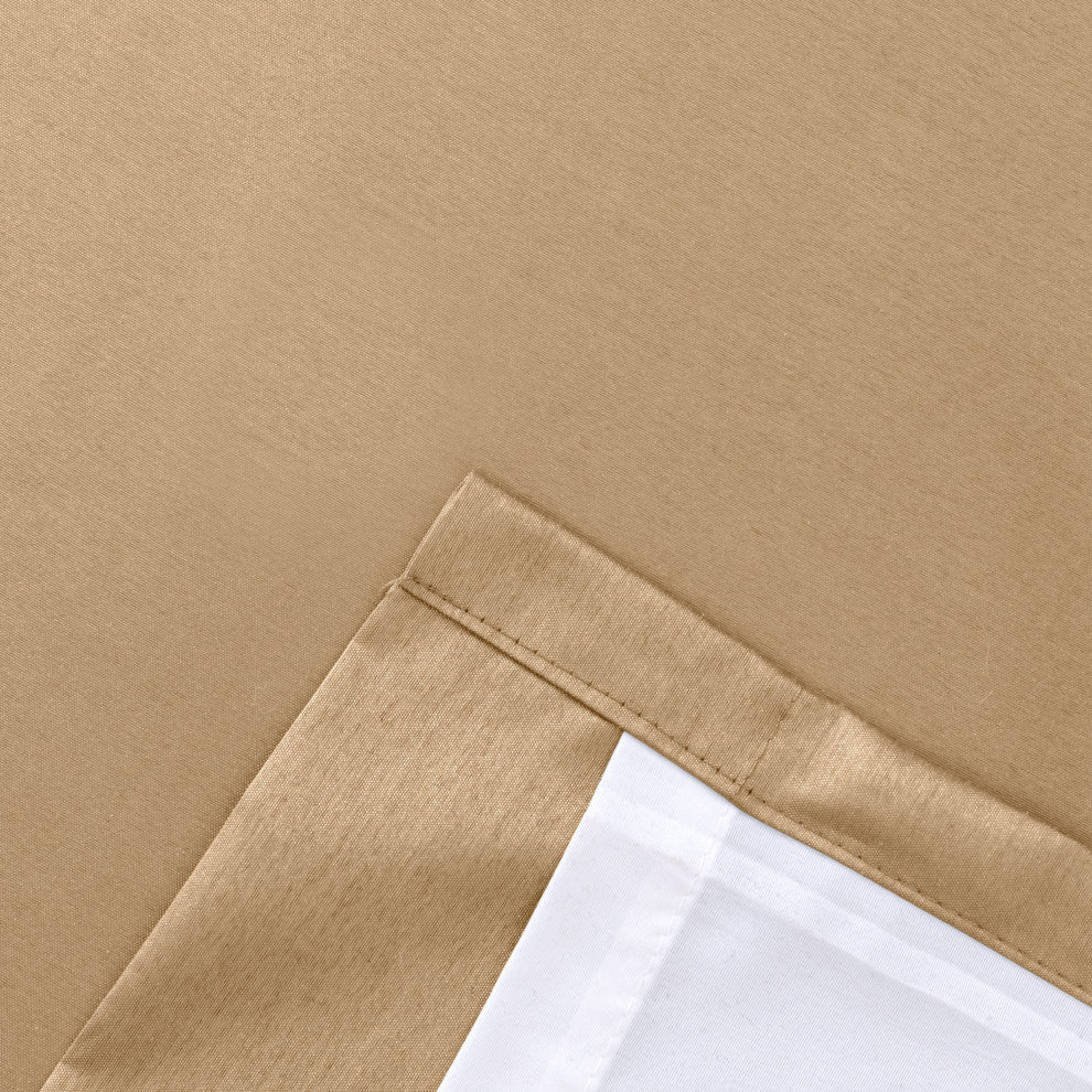 Luna Faux Silk Tailored Back Tab Curtain Pair, Taupe, 100" X 63"