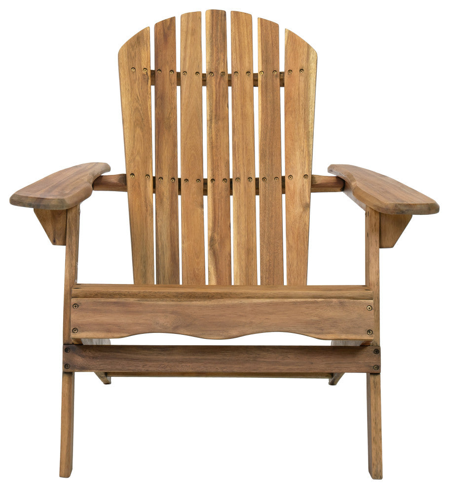 GDF Studio Outdoor Acacia Wood Folding Adirondack Chairs W/ Cushions, Set of 2, Khaki
