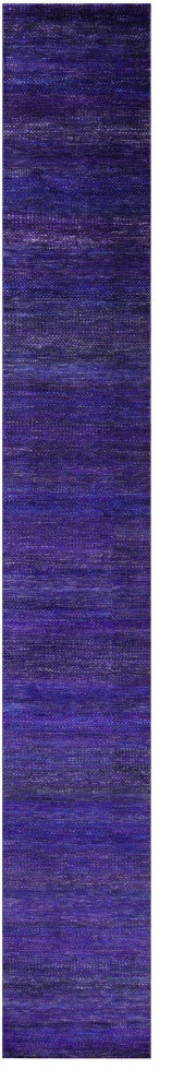 2' 6" X 18' 2" Super Savannah Gabbeh Wool and Silk Hand Knotted Runner Rug Q6886