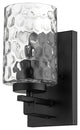 Black Metal and Pebbled Glass Wall Sconce