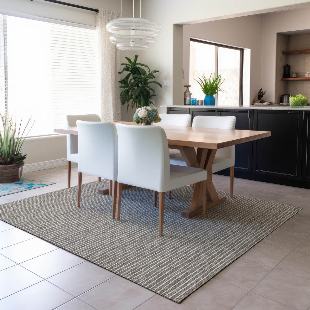 Indoor/Outdoor Laidley LA1 Taupe Machine Washable 9' x 12' Rug