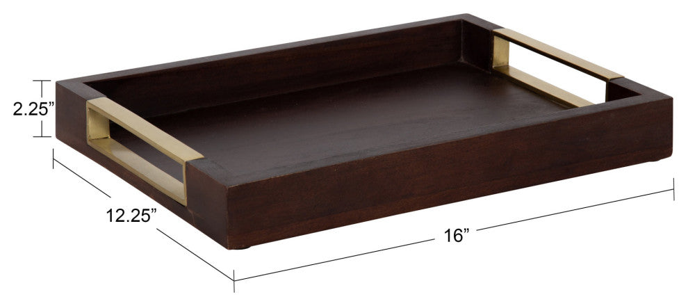 Heller Decorative Wood Tray, Brown, 12x16